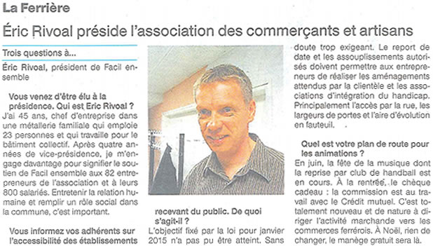 Éric Rivoal préside l'association des commerçants et artisants